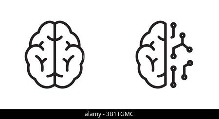 Concetto di progettazione dell'icona del circuito cerebrale. Illustrazione del segno cerebrale dell'intelligenza artificiale, vettore. Illustrazione Vettoriale