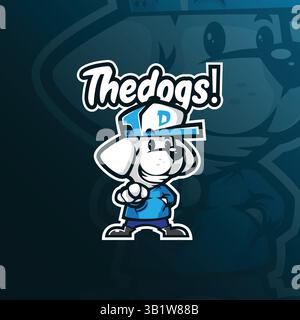 Design vettoriale con logo della mascotte per cani con design moderno per la stampa di badge, emblemi e t shirt. Illustrazione intelligente del cane. Illustrazione Vettoriale