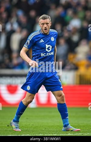 26 aprile 2025; Molineux Stadium, Wolverhampton, West Midlands, Inghilterra; Premier League Football, Wolverhampton Wanderers contro Leicester City; Jamie Vardy di Leicester Foto Stock
