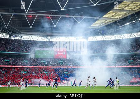Londra, Regno Unito. 26 aprile 2025. Londra, Inghilterra, aprile 26 2025: Semifinale di fa Cup tra Crystal Palace e Aston Villa al Wembley Stadium di Londra, Inghilterra. (Pedro Porru/SPP) credito: SPP Sport Press Photo. /Alamy Live News Foto Stock