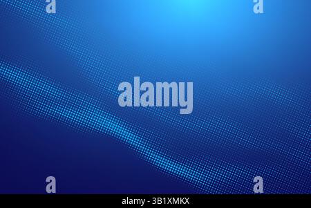 Sfondo blu Abstract Tech Pixel Grid Data Light BG. Square Finance Network Science Crypto Future Effect. Dynamic Electronic Cyber Matrix Mesh Web Illustrazione Vettoriale