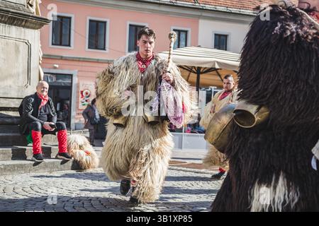 Un kurent senza la sua maschera sul carnevale in Slovenia. E' un costume tradizionale da indossare in primavera. Il korant fa parte della nostra cultura Foto Stock