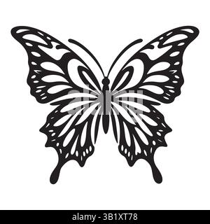 Ornamentale Tribal Butterfly Design per inchiostro e arte Illustrazione Vettoriale