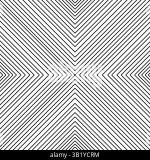 Vettore di ripetizione di linea. Forma a croce nera. Icona di simmetria geometrica. Simbolo di illusione ottica. Illustrazione Vettoriale