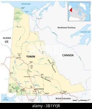 Mappa del territorio dello Yukon nel Canada nordoccidentale Foto Stock