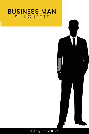 Modello professionale Business Man: Figura in piedi con tuta e cravatta Illustrazione Vettoriale