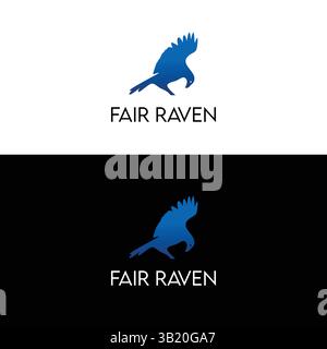 Design del logo Raven nel modello vettoriale Illustrazione Vettoriale