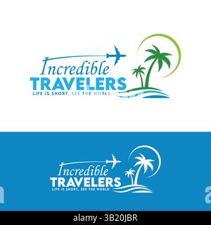 Il moderno logo da viaggio in formato vettoriale Illustrazione Vettoriale