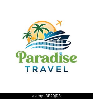Il moderno logo da viaggio in formato vettoriale Illustrazione Vettoriale