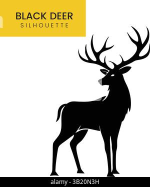 Sagome dei personaggi dei cervi in pose diverse illustrazioni grafiche vettoriali per animali selvatici Illustrazione Vettoriale