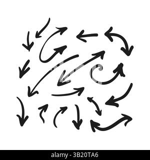 Frecce Doodle disegnate a mano schizzo Imposta grafica vettoriale illustrazioni grafica vettoriale Illustrazione Vettoriale