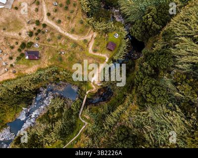 Vista aerea del paesaggio rurale delle Azzorre. Foto Stock