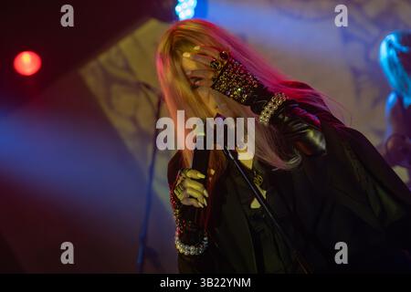 26 aprile 2025. Mocvara Zagreb, - lo spettacolo dal vivo della band americana Coven Foto Stock