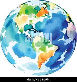 Illustrazione del globo artistico della Terra dell'acquerello Illustrazione Vettoriale