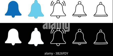 Vettore dell'icona a campana isolato su sfondo bianco. Simbolo di notifica. Icona del vettore di campana, icona della campana, icona della linea, illustrazione del vettore, icona della campana Illustrazione Vettoriale