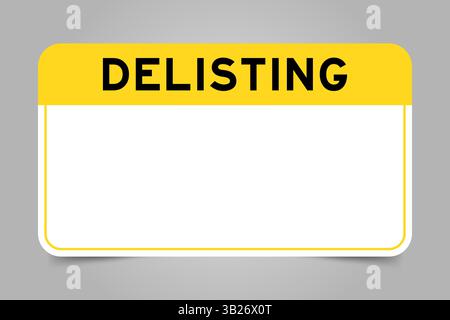 Banner per etichette con intestazione gialla con decomposizione delle parole e spazio di copia bianco su sfondo grigio Illustrazione Vettoriale