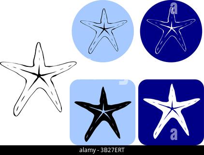 Immagine del logo della silhouette delle stelle marine su sfondo colorato. Illustrazione con inchiostro grafico vettoriale adatto per le esigenze di progettazione di siti Web e applicazioni. applicazione Illustrazione Vettoriale