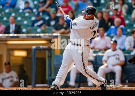 9 settembre 2009 - Milwaukee, WISCONSIN. Miller Park..Milwaukee Brewers Prince Fielder #28 ha avuto un colpo per la giornata contro i Cardinals..Milwaukee Brewers ha perso contro i St Louis Cardinals 1-5, i Cardinals hanno battuto i Brewers in una serie di 3 partite al Miller Park..Mike McGinnis / CSM (Credit Image: © Mike McGinnis/Cal Sport Media/ZUMA Press) Foto Stock