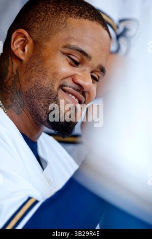 9 settembre 2009 - Milwaukee, WISCONSIN. Miller Park..Milwaukee Brewers Prince Fielder #28..Milwaukee Brewers ha perso contro i St Louis Cardinals 1-5, i Cardinals hanno spazzato i Brewers in una serie di 3 partite al Miller Park..Mike McGinnis / CSM (Credit Image: © Mike McGinnis/Cal Sport Media/ZUMA Press) Foto Stock