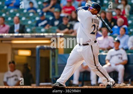 9 settembre 2009 - Milwaukee, WISCONSIN. Miller Park..Milwaukee Brewers Prince Fielder #28 ha avuto un colpo per la giornata contro i Cardinals..Milwaukee Brewers ha perso contro i St Louis Cardinals 1-5, i Cardinals hanno battuto i Brewers in una serie di 3 partite al Miller Park..Mike McGinnis / CSM (Credit Image: © Mike McGinnis/Cal Sport Media/ZUMA Press) Foto Stock