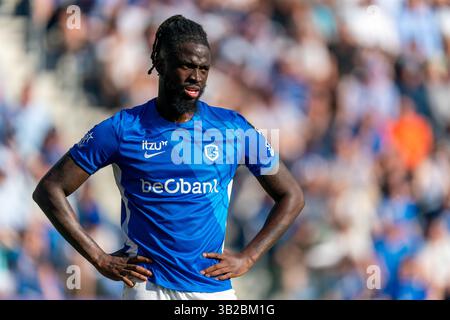 Genk, Belgio. 27 aprile 2025. GENK, BELGIO - APRILE 27: Tolu Arokodare del KRC Genk sembra sgretolato durante la partita di play-off del Jupiler Pro League Championship tra il KRC Genk e il Royal Antwerp FC alla Cegeka Arena il 27 aprile 2025 a Genk, Belgio. (Foto di Joris Verwijst/Orange Pictures) credito: Orange Pics BV/Alamy Live News Foto Stock