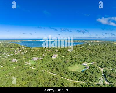 vista aerea del monaco e del lago montauk e delle sue vicinanze Foto Stock