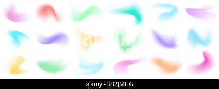 Forme sfocate colorate, maglie lisce astratte, colori morbidi in varie forme. Illustrazione Vettoriale