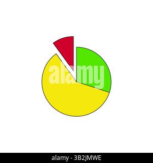 Icona del grafico a torta. Grafico statistico colorato. Simbolo di analisi dei dati. Infografica vettoriale. Illustrazione Vettoriale