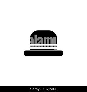 Cappello da Bowler. Icona della moda classica. Simbolo di copricapo vintage. Silhouette semplice nera. Illustrazione Vettoriale