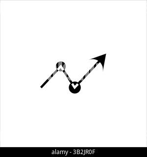 Icona del grafico di crescita. Vettore di avanzamento del business. Forma di successo finanziario. Simbolo della freccia nera. Illustrazione Vettoriale