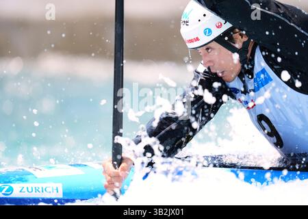 Centro Slalom canoe, Tokyo, Giappone. 27 aprile 2025. Takuya Haneda, 27 APRILE 2025 - Canoe Slalom : 2025 Canoe Slalom Japan National candidate selection race Men's C-1 at Canoe Slalom Centre, Tokyo, Giappone. Crediti: AFLO SPORT/Alamy Live News Foto Stock