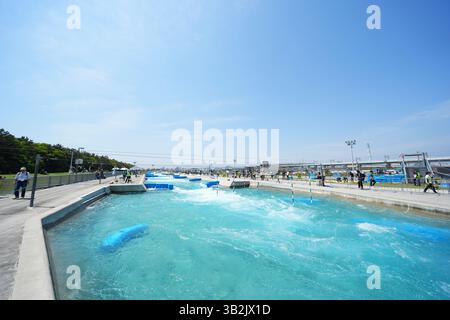 Centro Slalom canoe, Tokyo, Giappone. 27 aprile 2025. Vista generale, 27 APRILE 2025 - Canoe Slalom : 2025 Canoe Slalom Japan National candidate selection race al Canoe Slalom Centre, Tokyo, Giappone. Crediti: AFLO SPORT/Alamy Live News Foto Stock
