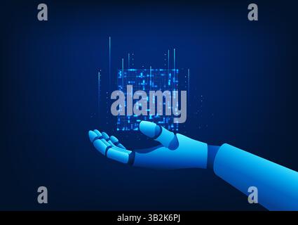 INTELLIGENZA ARTIFICIALE con scatola di elaborazione, che rappresenta la gestione dei dati, il pensiero analitico e la tecnologia di potenza decisionale intelligente nell'ag digitale Illustrazione Vettoriale