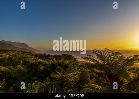 Splendido tramonto sulla costa occidentale dell'Isola del Sud, nuova Zelanda Foto Stock