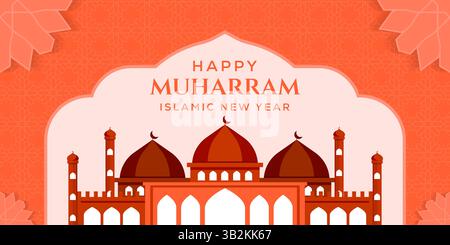 felice illustrazione orizzontale del nuovo anno islamico Illustrazione Vettoriale