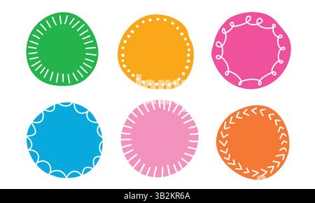 Collezione di cornici colorate per scarabocchi Illustrazione Vettoriale