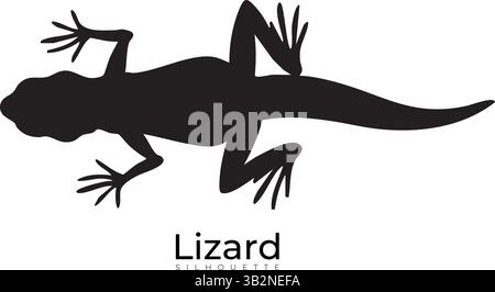Silhouette di Lizard Vector – illustrazione vettoriale della silhouette nera del rettile di Lizard Gecko. Illustrazione Vettoriale