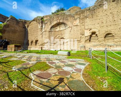 Mosaico nella palestra occidentale (Palaestrae) delle Terme di Caracalla - Roma, Italia Foto Stock