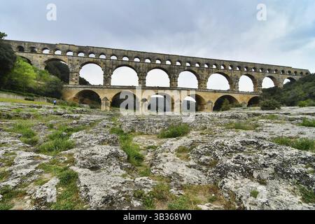 Pont du gard, Pont du gard, gardon, nimes, francia Foto Stock