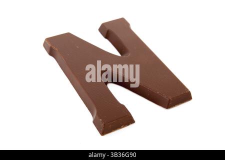 Sinterklaas olandese lettera di cioccolato isolato su sfondo bianco Foto Stock
