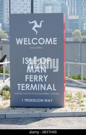Terminal dei traghetti di New Isle of Man, Triskelion Way, Liverpool, Merseyside, Regno Unito Foto Stock