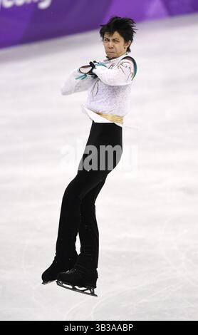 17 febbraio 2018 - Pyeongchang, Corea del Sud - YUZURU HANYU del Giappone gareggia il suo pattinaggio libero in Mens Single Skating sabato 17 febbraio 2018 presso la Gangneung Ice Arena ai Giochi Olimpici invernali di Pyeongchang. Foto di Mark Reis, ZUMA Press/The Gazette (immagine di credito: © Mark Reis via ZUMA Wire) Foto Stock