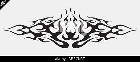 set vettoriale per tatuaggi a fiamma tribale con linee audaci e design minimalista Illustrazione Vettoriale