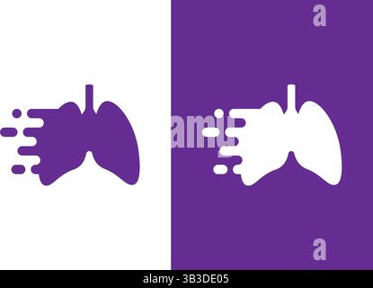 Combinazione del logo Vector fast Lungs. Modello di design del logotipo polmonare umano. Illustrazione Vettoriale