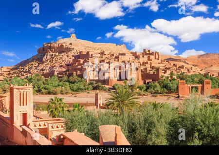 Ait-Ben-Haddou, Ksar o villaggio fortificato nella provincia di Ouarzazate, Marocco. Primo esempio di architettura del Marocco meridionale. Foto Stock
