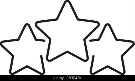 Icona della linea di valutazione a tre stelle. Valutazione della qualità, simbolo del profilo del feedback del cliente. Analisi delle prestazioni e misurazione della soddisfazione. Tratto modificabile Illustrazione Vettoriale