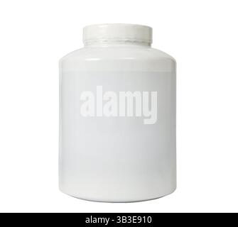Proteine del siero di latte in polvere in vaso grande Foto Stock