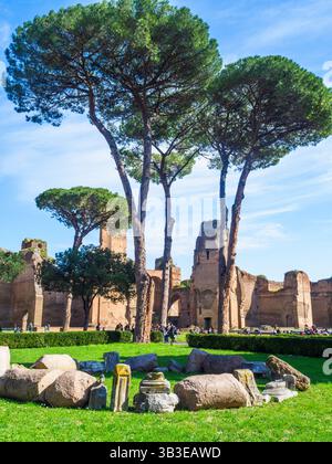 Cortile nella parte sud delle terme di Caracalla - Roma, Italia Foto Stock