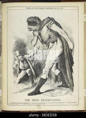 The Irish Frankenstein: The Beliful and Blood, 1882. Da Punch o dal London Charivari. Foto Stock