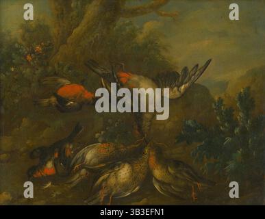Natura morta con uccelli morti, 1720-1730. Foto Stock